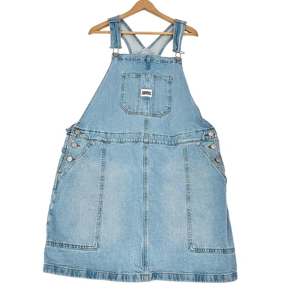 VTG Y2k 90s Tommy Hilfiger Jeans Denim Overall Dress Light Wash XL‎